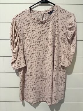 Adrianna Papell Blush Pink Polka Dot Blouse
